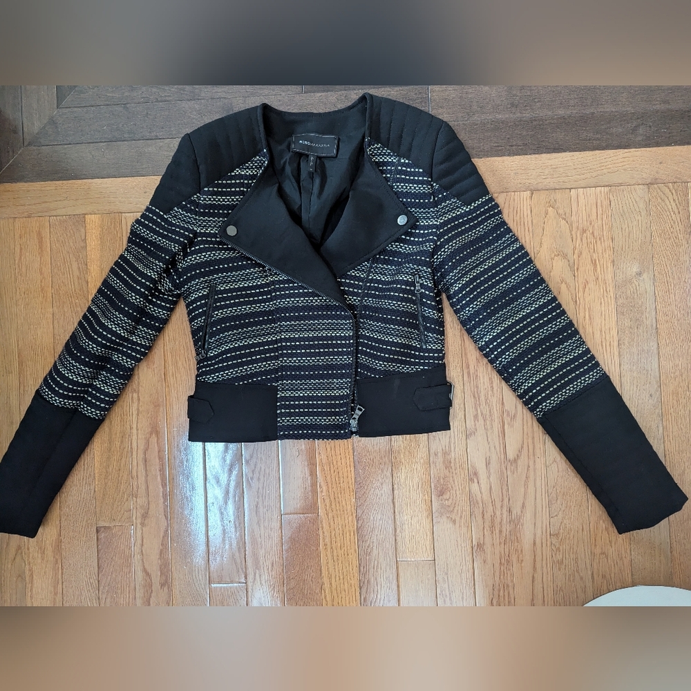 BCBGMaxAzria Black and White Striped Blazer
